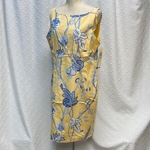 NWT Ultra Dress Collection Size‎ 16 Yellow and Blue Floral Paisley Midi beaded